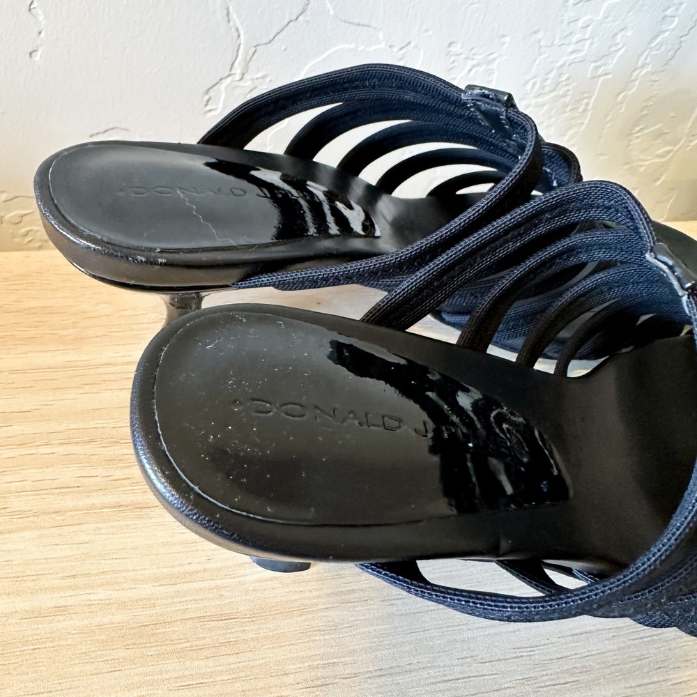 Donald J‎ Pliner | Y2K Vintage Strappy Stretch Kitten Heel Sandals Size 7 Black - Picture 5 of 6